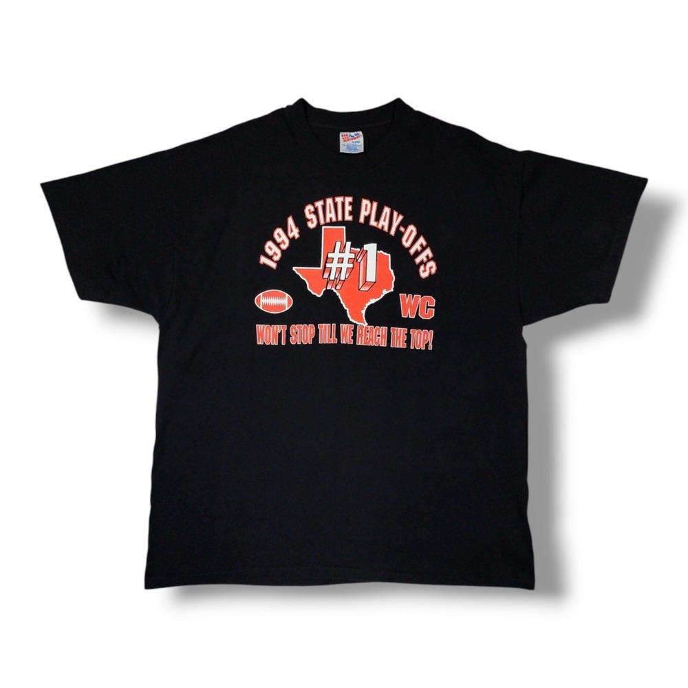 Vinatge 1994 Texas State Play-Offs Black Hanes Heavyweight T-Shirt Men's 2XL